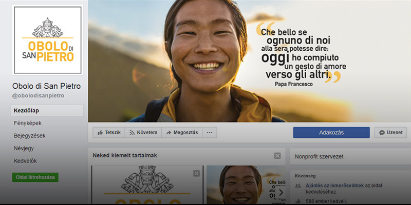 Vatikán - A Péterfillér Hivatal már a Facebook-on is