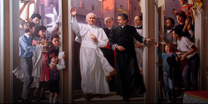 Don Bosco és II. János Pál pápa Chieriben